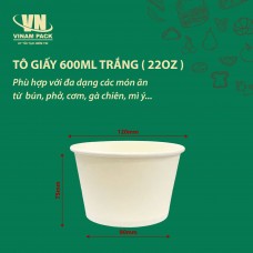 Tô giấy trắng 22oz (600ml)